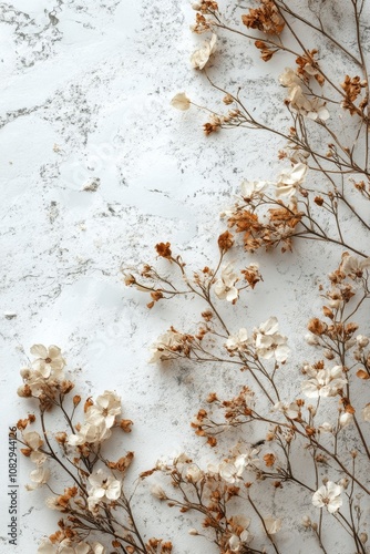 Delicate pink flowers arranged on a soft pastel background during spring season
