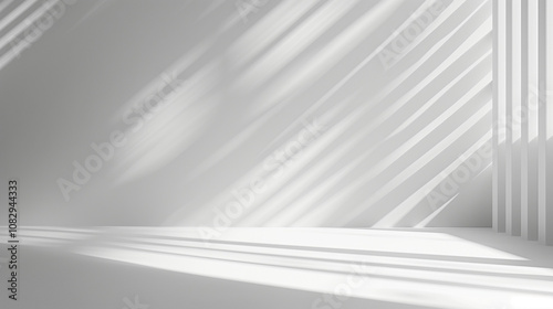 Abstract white background with shadows 3D rendering