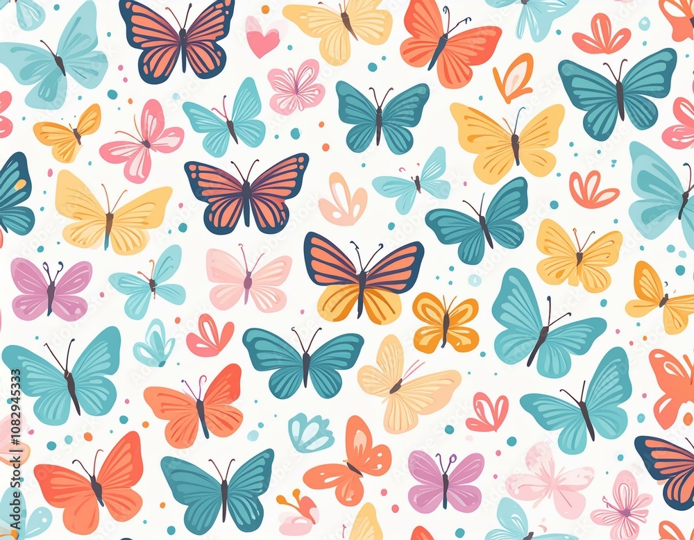 Colorful Butterfly Pattern on white background Colorful Butterfly Pattern on white background