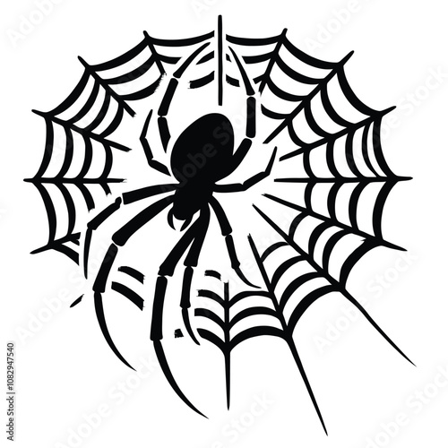 Spider Silhouette Hanging Web