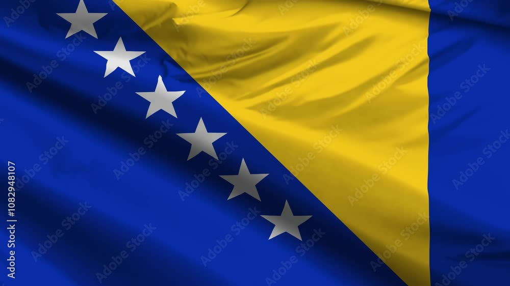 bosnia and herzegovina flag moved by the wind