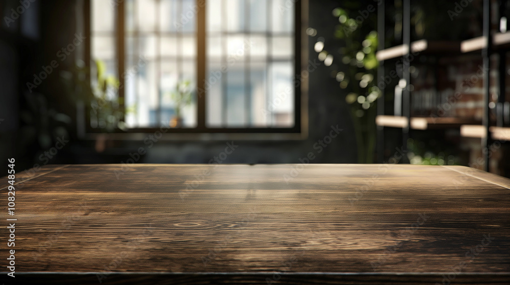 Empty table for a very high quality product placement with dark tones background Empty table for a very high quality product placement with dark tones background