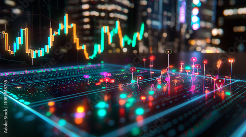 Digital Stock Market Chart with Economic Trends