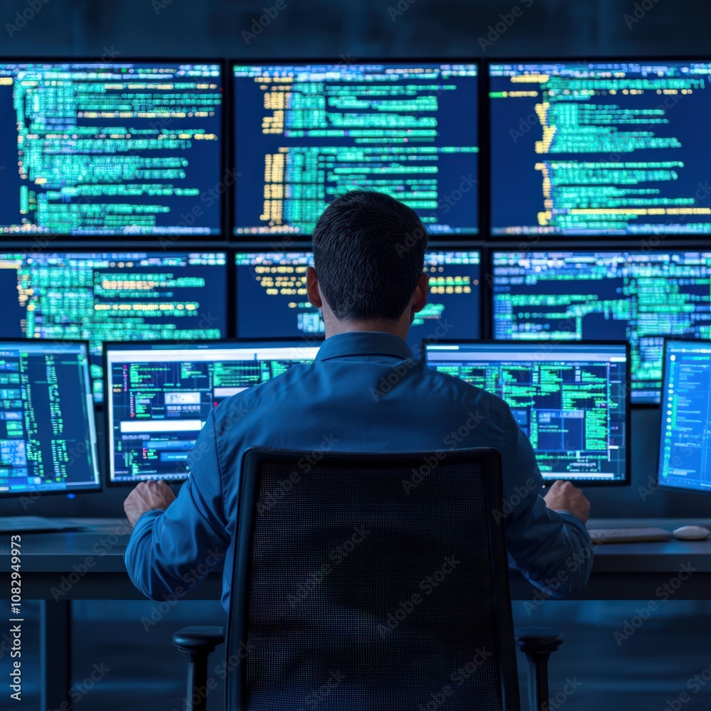 Monitoring Cybersecurity Malware Threats Tech Office Data Analysis Modern Environment Digital Insight Monitoring Cybersecurity Malware Threats Tech Office Data Analysis Modern Environment Digital Insight