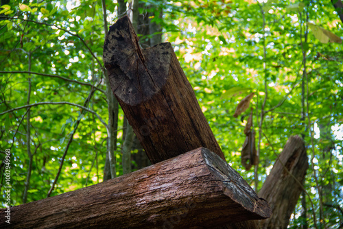 Giant Firepit Crossed Wood Logs