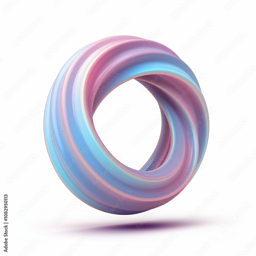 Glossy 3D ribbon loop featuring pastel colors in blue, pink, and purple. The smooth and elegant design adds a modern and stylish decorative element. Isolated on white background Glossy 3D ribbon loop featuring pastel colors in blue, pink, and purple. The smooth and elegant design adds a modern and stylish decorative element. Isolated on white background