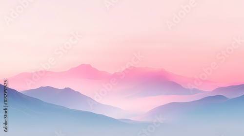 A pastel-hued mirage in the distance, with soft, blurred shapes of mountains and sky merging together. Mirage. Illustration photo