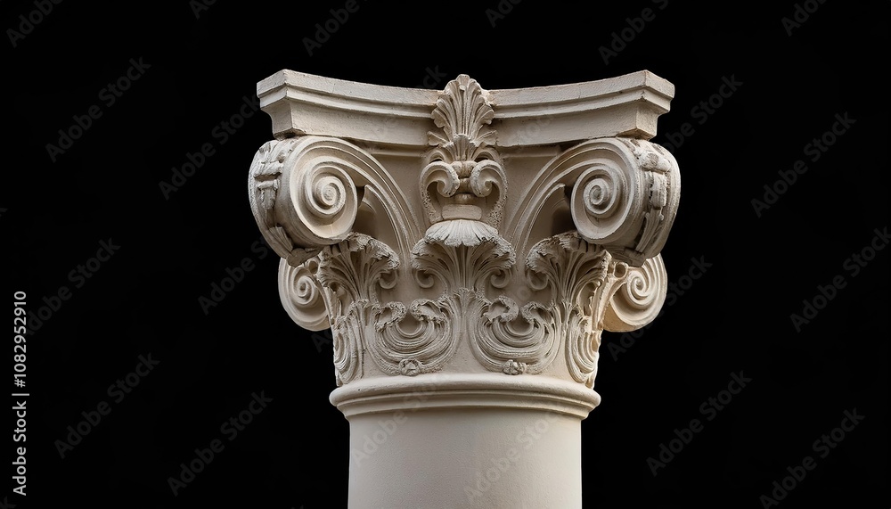 Fototapeta premium Antique greek column on a black background