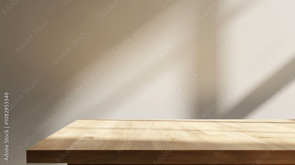 Empty close up wide angle minimalist table for product placement Empty close up wide angle minimalist table for product placement