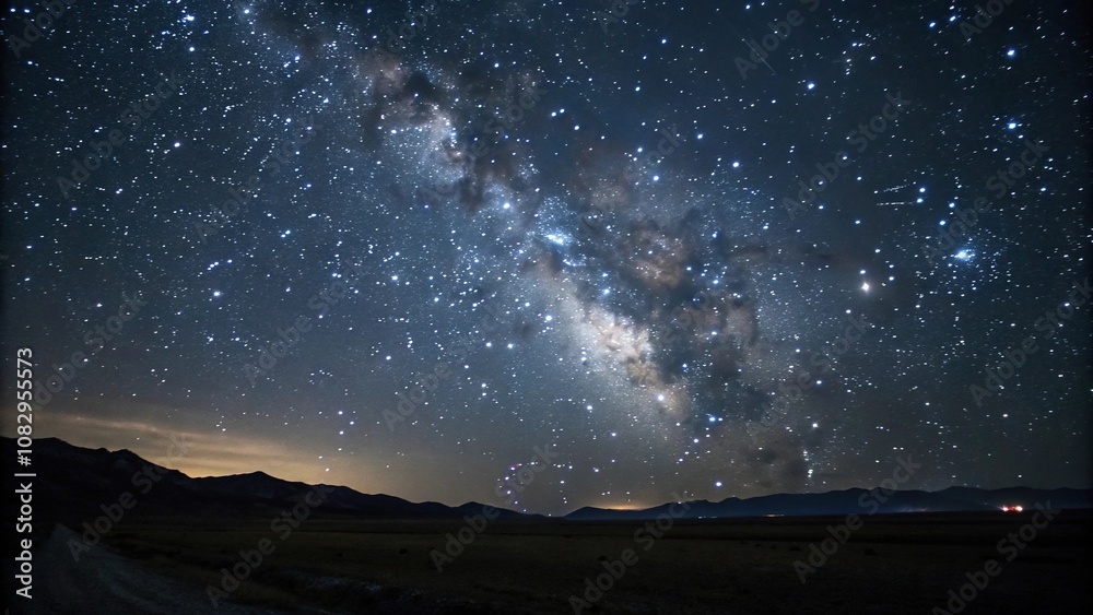 Fototapeta premium A vast expanse of inky blackness with a multitude of twinkling stars scattered across the sky, astronomy, space, celestial bodies, stars