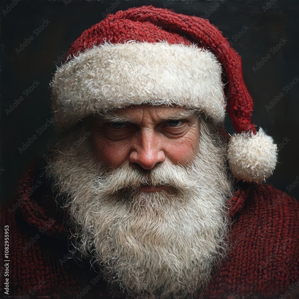 Santa Claus with white beard and red hat in winter Santa Claus with white beard and red hat in winter