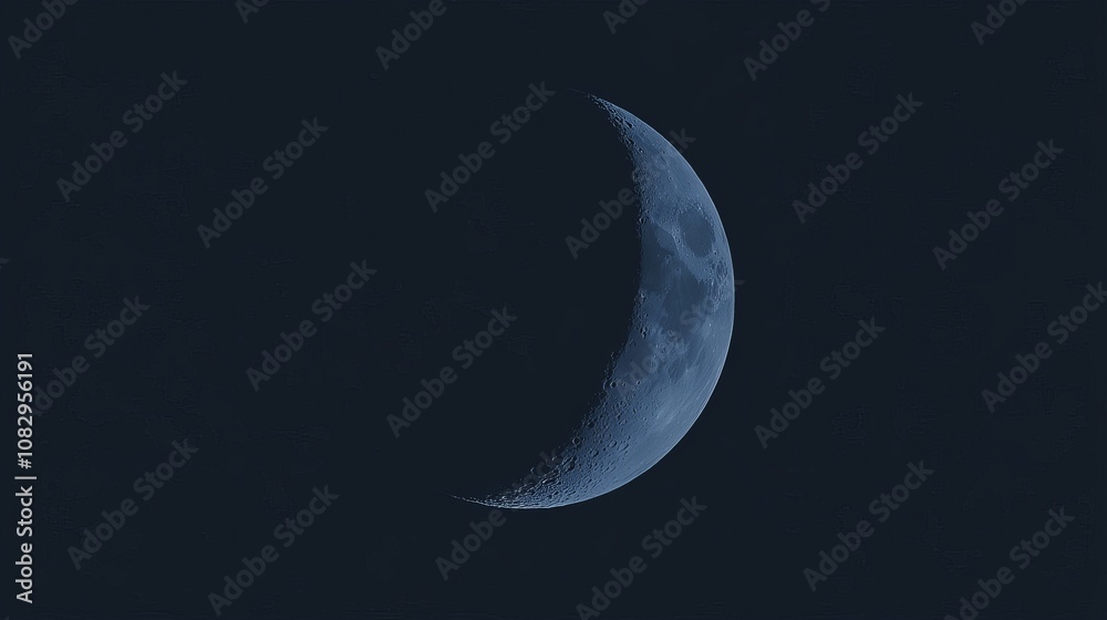 Crescent moon shining in the dark night sky Crescent moon shining in the dark night sky