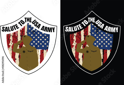 Salute to the army USA t shirt design and graphics design photo