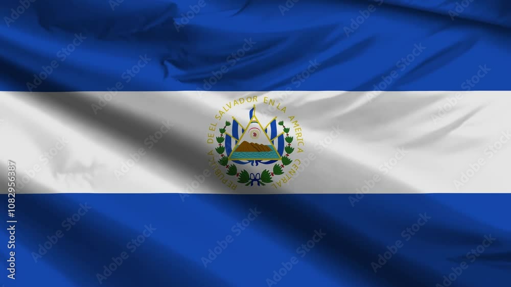 el salvador flag moved by the wind