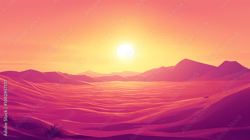 A distant mirage shimmering on the horizon, with the desert heat distorting the view. Mirage. Illustration A distant mirage shimmering on the horizon, with the desert heat distorting the view. Mirage. Illustration
