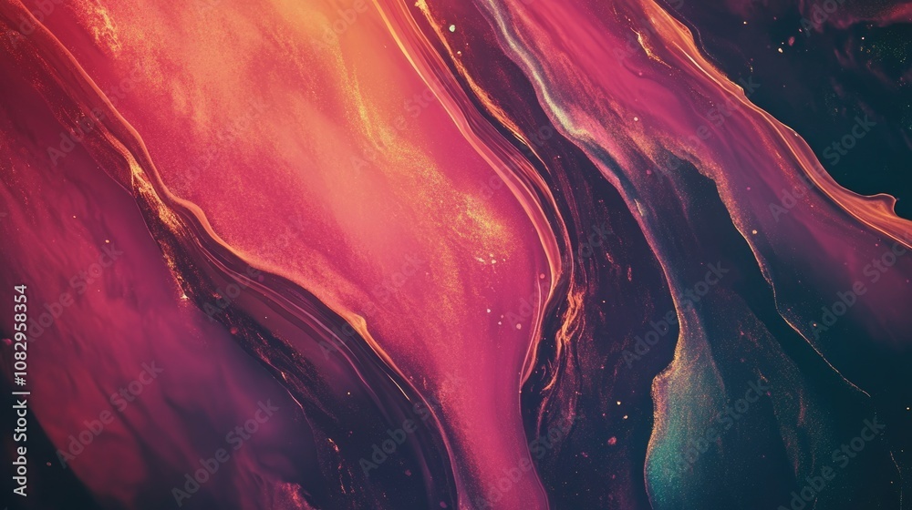 Fototapeta premium Vibrant Iridescent Liquid Wave. Abstract Marble Texture Background with Fluid Colours