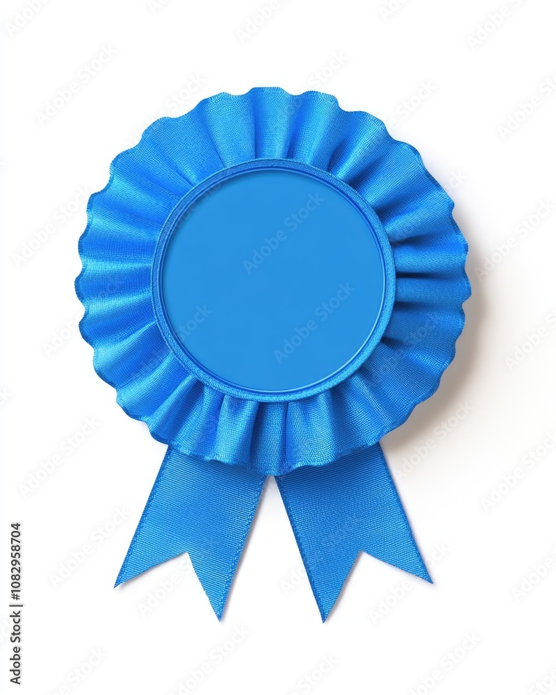 Isolated Brilliant Blue Achievement Ribbon on Clean White Background for Award Recognition Isolated Brilliant Blue Achievement Ribbon on Clean White Background for Award Recognition
