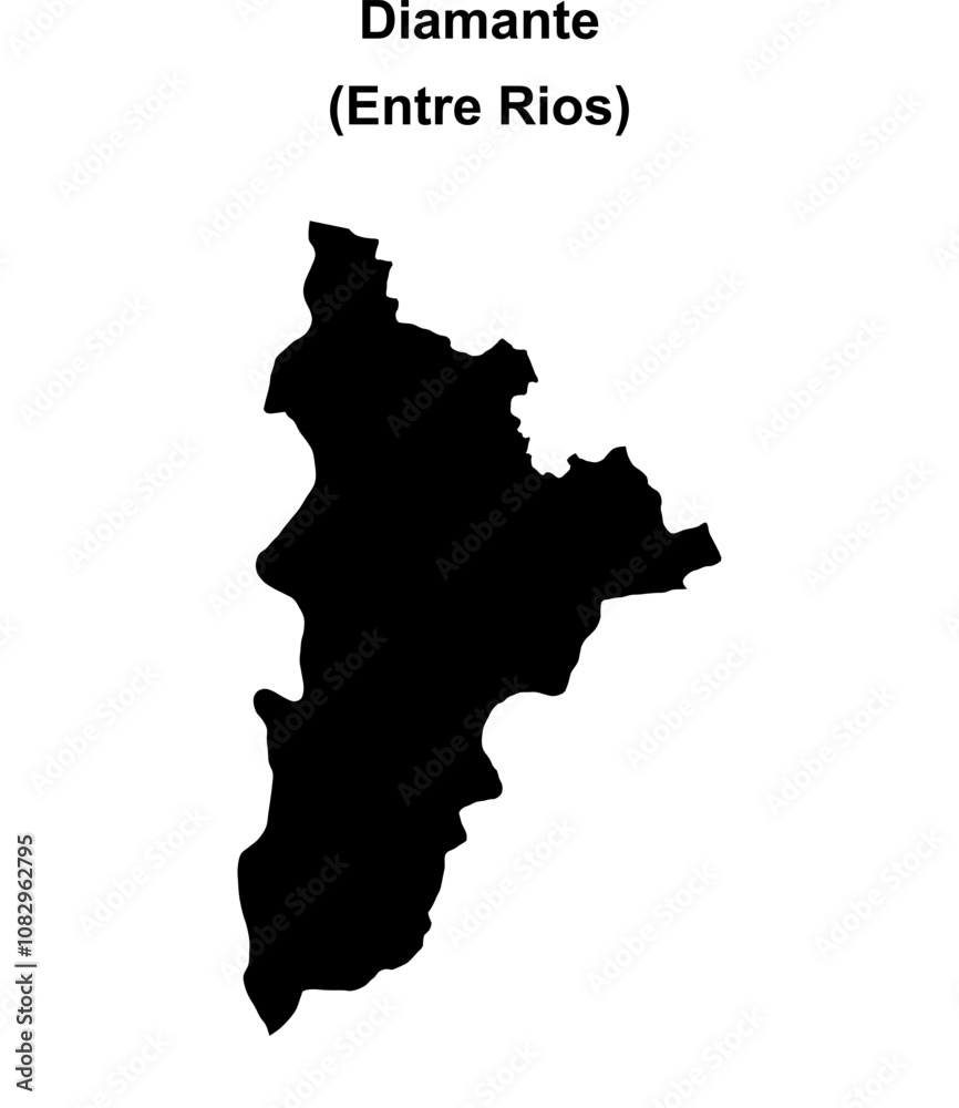 Diamante department (Entre Rios) blank outline map Diamante department (Entre Rios) blank outline map
