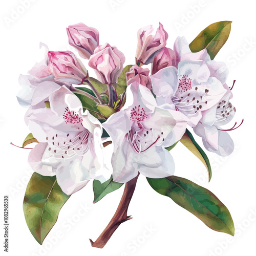A watercolor of Mountain Laurel flower, isolated on a white background. Mountain Laurel vector.