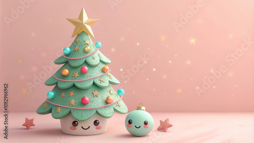 Cute christmas tree with copy space