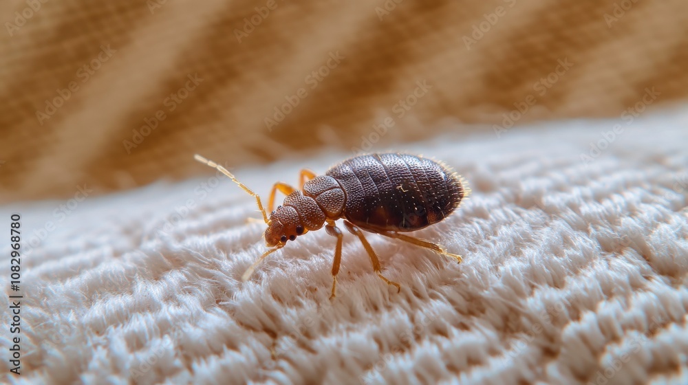 A Bed Bug Crawling on White Fabric A Bed Bug Crawling on White Fabric