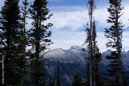 Photo of the Sundance Range with Mount Bourgeau, Mount Brett, Pilot Peak and Mount Temple in Banff National Park in Alberta, Canada. photo