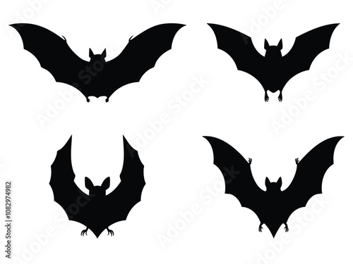 a set of bats silhouette vector object