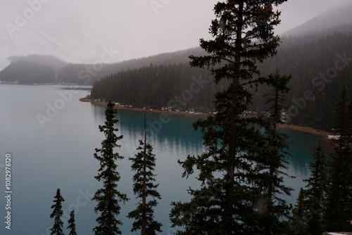 Photo of Moraine Lake situated in the Valley of the Ten Peaks in Banff National Park, Alberta, Canada.