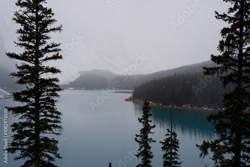 Photo of Moraine Lake situated in the Valley of the Ten Peaks in Banff National Park, Alberta, Canada.
