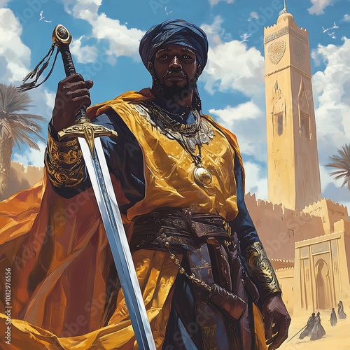 Medieval african warrior empire Songhai photo