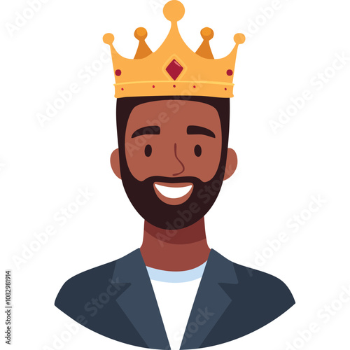Portrait of a dignified man wearing a crown