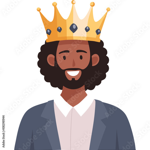 Portrait of a dignified man wearing a crown