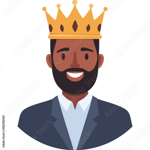 Portrait of a dignified man wearing a crown