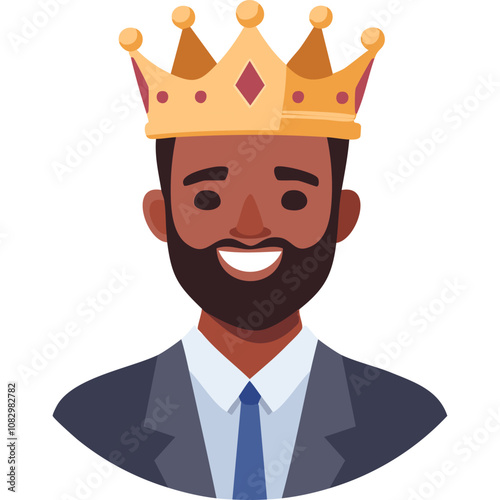Portrait of a dignified man wearing a crown