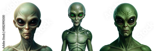 Green Skin Blue Skin Alien Life Form Martian, Outer Space Creature, Character Set Collection, Isolate Transparent png
 photo