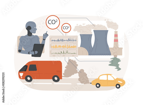 AI-Monitored Pollution Control abstract concept vector illustration.