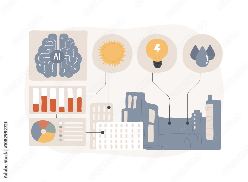 Naklejka premium AI-Powered Resource Management abstract concept vector illustration.