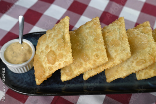 fried pastry with cod filling fish food photo