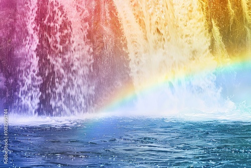 Stunning Rainbow Forming Above a Cascading Waterfall