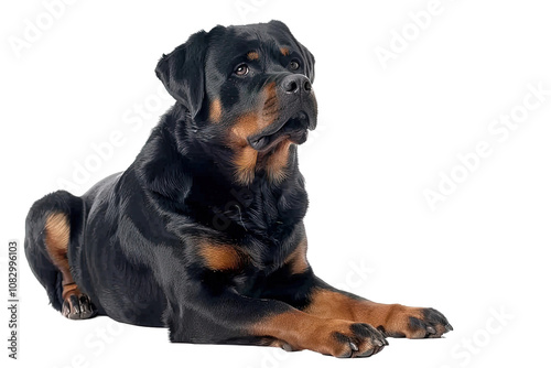 Strong Rottweiler Displayed on a Bright White Background for Clear Focus