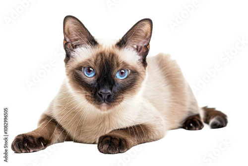 Charming Siamese Cat Showcased on Clean White for a Stunning View