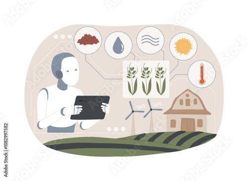 AI-Powered Agriculture Sustainability abstract concept vector illustration.