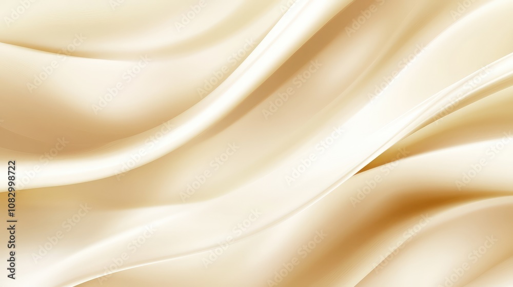 Fototapeta premium Elegant and Smooth Silk Fabric in Soft Creamy Color with Flowing Waves and Gentle Curves for Background, Textile, Fashion, or Interior Design Inspiration