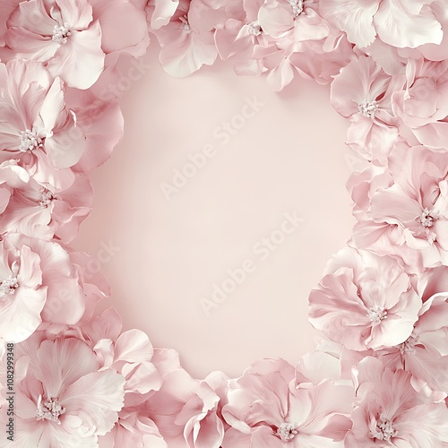 Delicate Pink Flower Petals Forming a Circular Frame