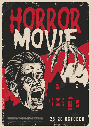 Horror movie poster depicting a terrifying scene