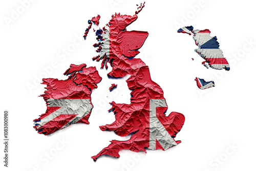 Flag of UK on World Map