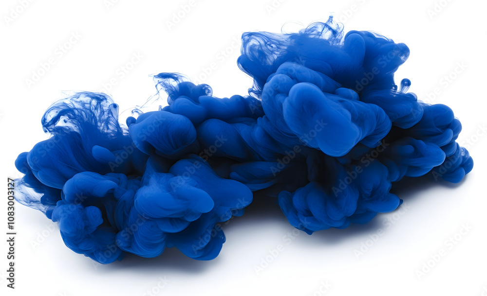 Obraz premium Deep Blue Ink Plume on White Background 