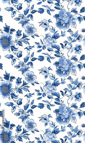 Blue Willow with Florals pattern