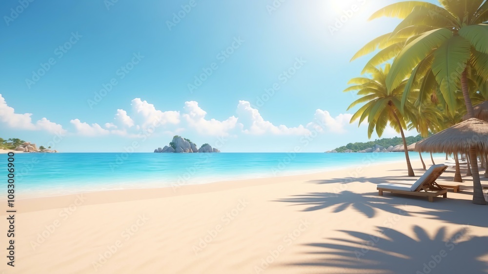 Obraz premium Cute sunny beach day scene concept for background