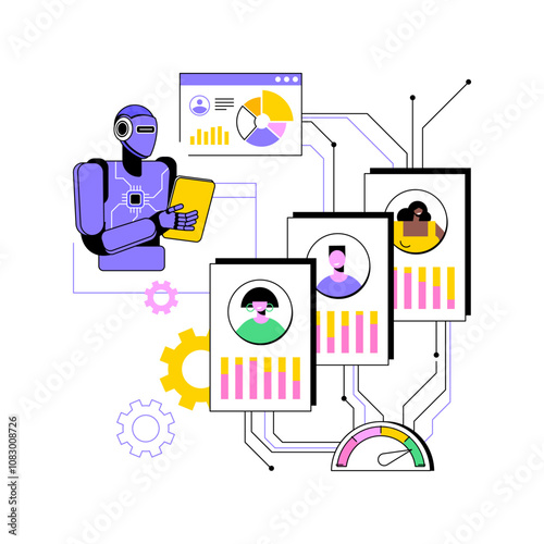 AI-Enhanced Performance Evaluation abstract concept vector illustration.